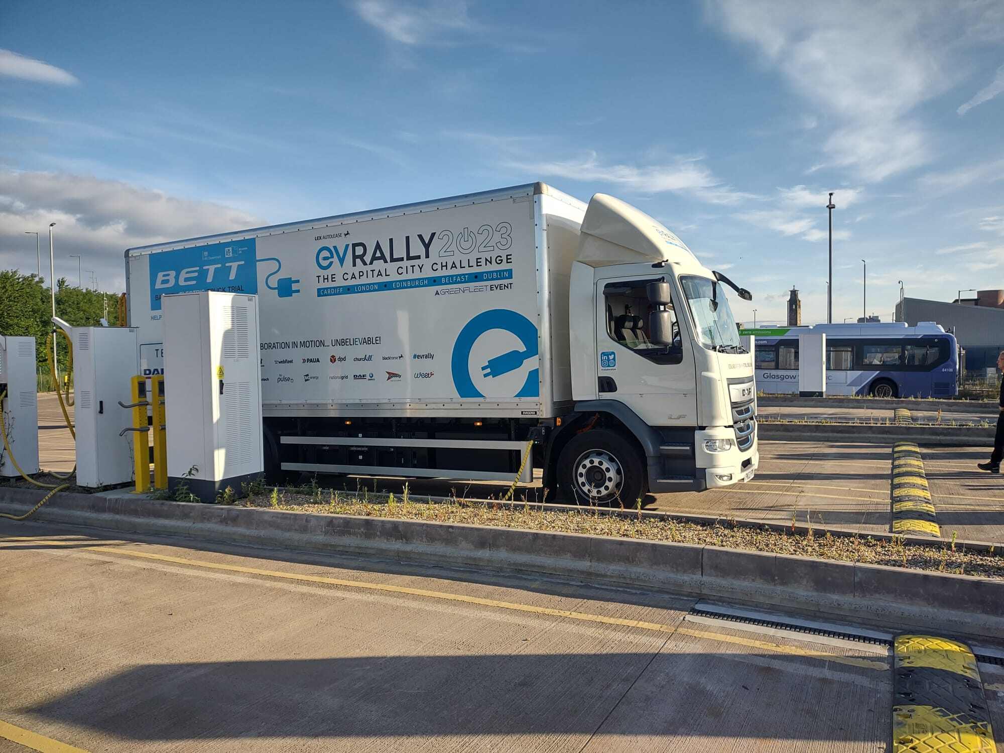 EV Rally 23 Daf electric truck Glasgow First Bus depot