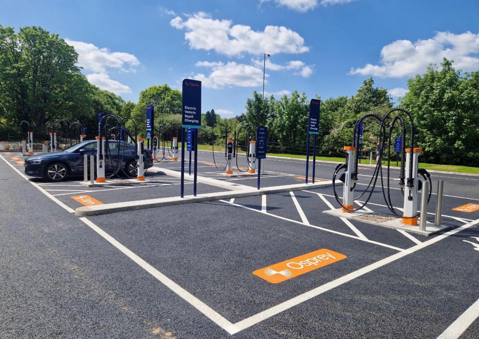 An Osprey electric vehicle charge point - a Paua EV charge card partner