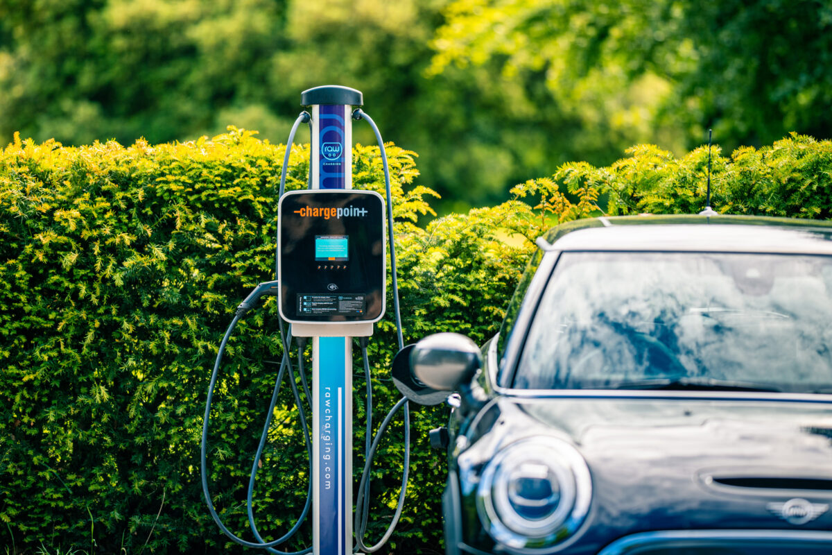 A car charging using the Paua EV Charge Card whilst parked at a charge point