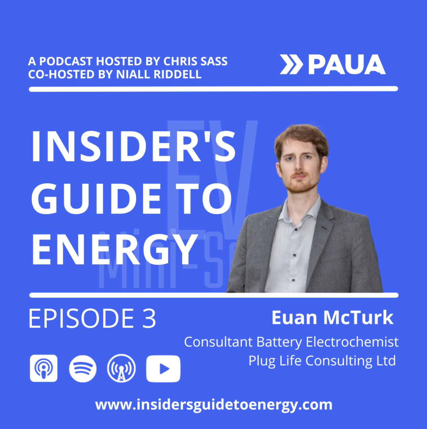 Chris Sass and Niall Riddell from Paua, talk to Dr Euan McTurk, a Consultant Battery Electrochemist from Plug Life Consulting Ltd, about EV battery chemistry for non chemists