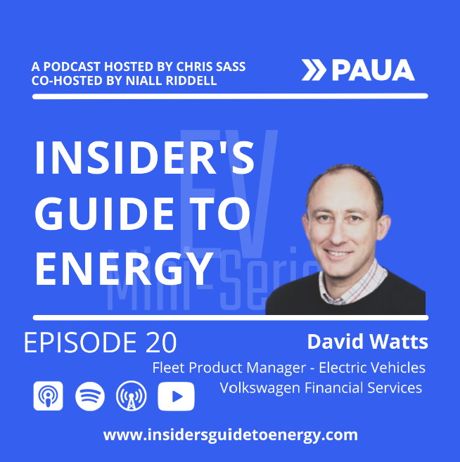 Chris Sass and Niall Riddell from Paua, talk to David Watts a Fleet Product Manager for Electric Vehicles at Volkswagen Financial Services. They discuss the electric fleet evolution and corporate EV strategies.